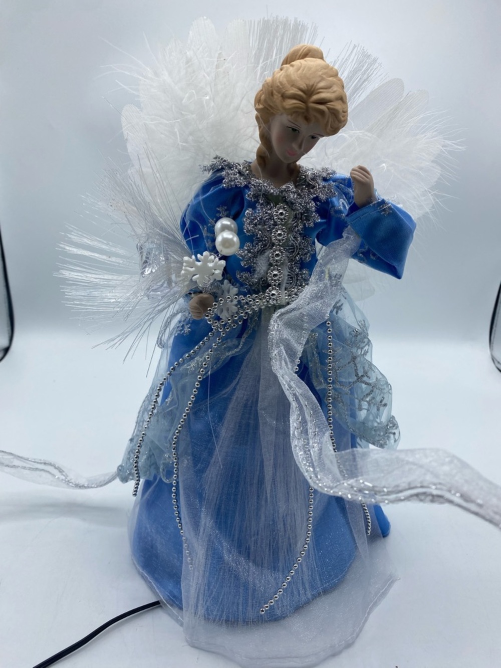 Fiber Optic Angel Christmas Tree Topper Color Change Continuous 13” Ceramic Face - Picture 7 of 7
